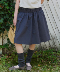 【GIUNON】shirring midi check skirt / シャーリングミディチェックスカート