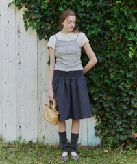 【GIUNON】shirring midi check skirt / シャーリングミディチェックスカート
