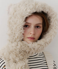 【予約】【J1U by LA BELLE ETUDE】ムートンライクボンディングフードマフラー