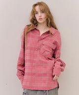 【予約開始待ち】【J1U by LA BELLE ETUDE】オーバーサイズPINKチェックシャツ