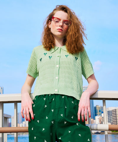 【LOB】ロブスター刺繍半袖ニット