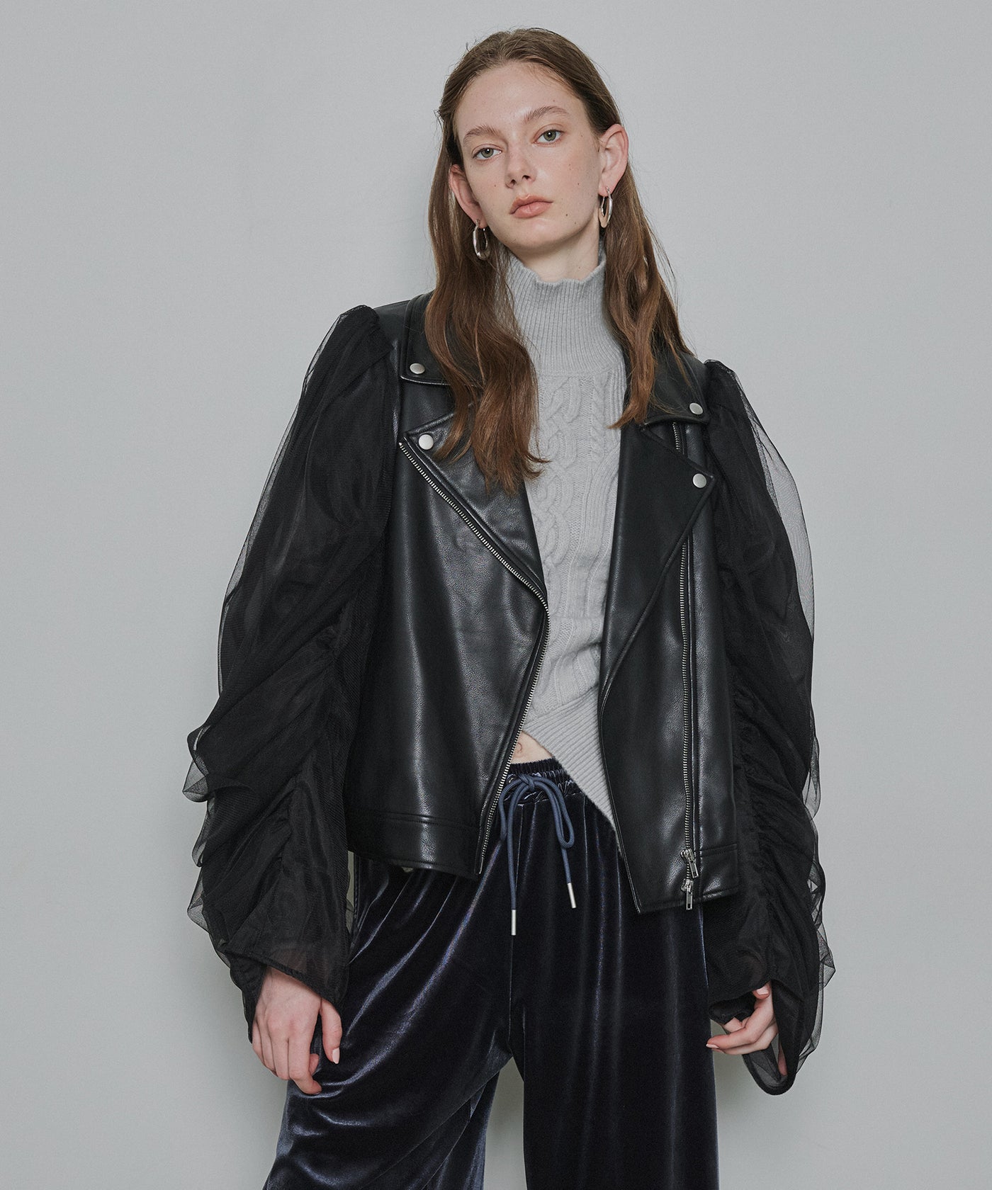 ギャザードレープチュールスリーブレザーJK – LA BELLE ETUDE online store