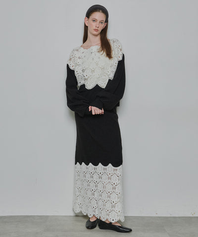 【予約】【TEN by LA BELLE ETUDE】Crochet long knit skirt