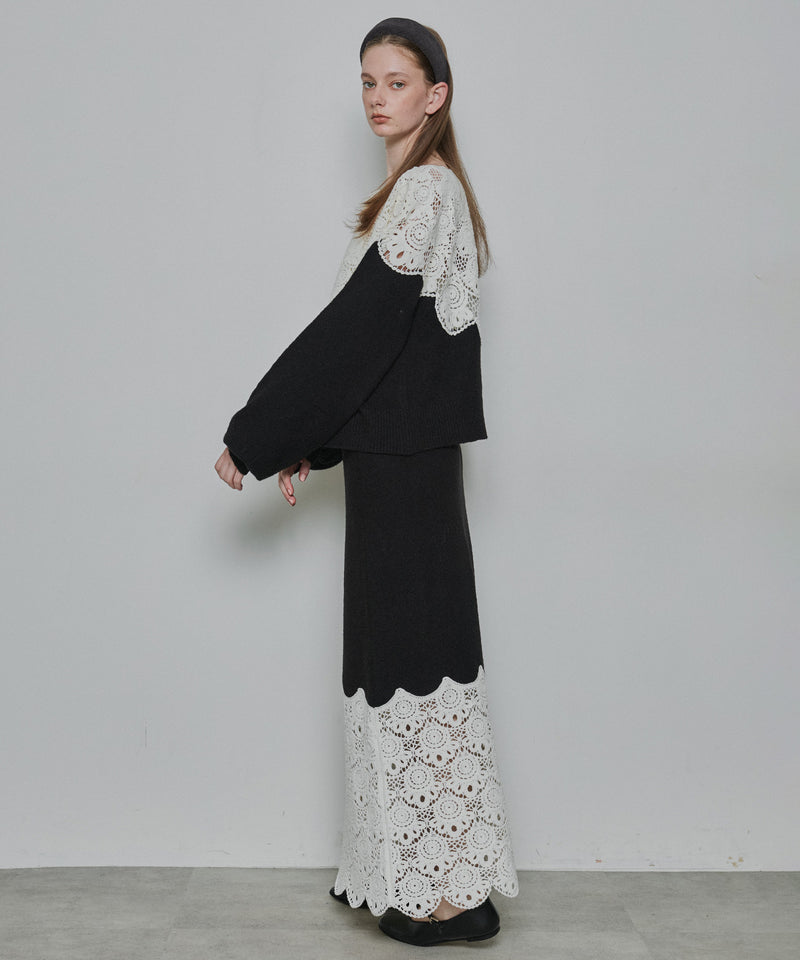 【予約】【TEN by LA BELLE ETUDE】Crochet long knit skirt