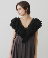 【予約】レースVネックギャザーフリルつけ衿