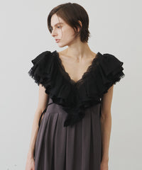 【予約】レースVネックギャザーフリルつけ衿