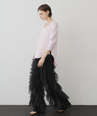 【再入荷】デニム×ギャザーチュールパンツ