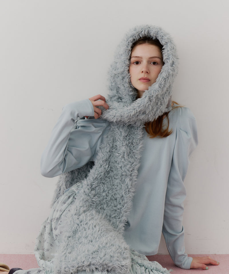 【予約】【J1U by LA BELLE ETUDE】ムートンライクボンディングフードマフラー