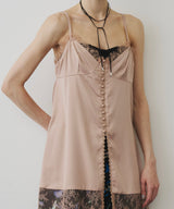 【予約】ボタンディテールサテンレースキャミチュニック