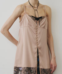 【予約】ボタンディテールサテンレースキャミチュニック