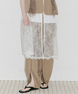【J1U by LA BELLE ETUDE】フロント裾ZIPチュールフリルデザインパンツ
