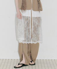 【J1U by LA BELLE ETUDE】フロント裾ZIPチュールフリルデザインパンツ