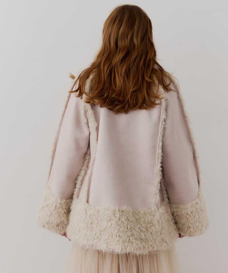 【予約】【J1U by LA BELLE ETUDE】ノーカラームートンライクボンディングコート