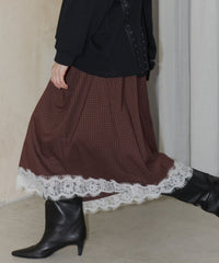 【yae】Asymmetry check pattern skirt / アシンメトリーチェックパターンスカート