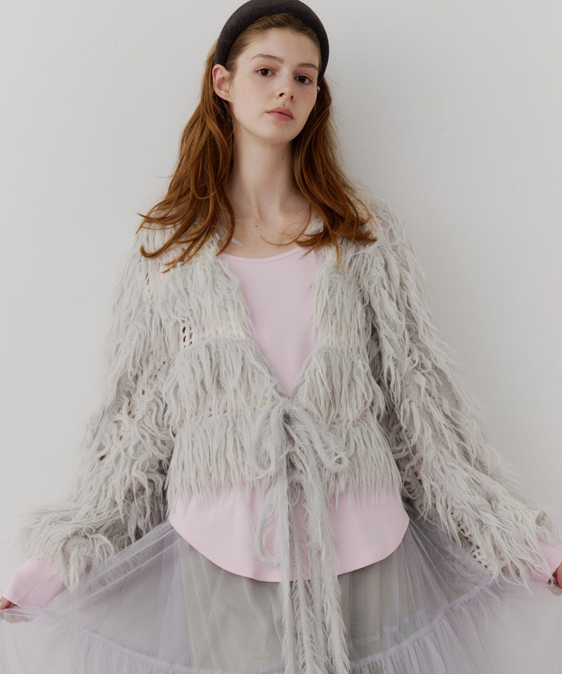 【J1U by LA BELLE ETUDE】2WAYループフェザー×かぎあみニット