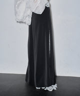 【再入荷予約】深スリットコンシール×レースデザインワイドパンツ
