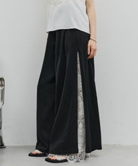 【予約】深スリットコンシール×レースデザインワイドパンツ