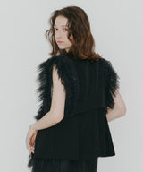 【J1U by LA BELE ETUDE】2WAYボリュームギャザーチュールノースリーブジャケット