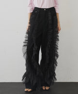 【再入荷】デニム×ギャザーチュールパンツ