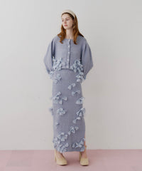 【予約10%OFF】【J1U by LA BELLE ETUDE】メニーリボンニットIラインスカートⅡ