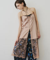 【予約】ボタンディテールサテンレースキャミチュニック