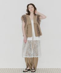 【J1U by LA BELLE ETUDE】フロント裾ZIPチュールフリルデザインパンツ