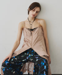 【予約】ボタンディテールサテンレースキャミチュニック