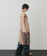 【予約】ボタンディテールサテンレースキャミチュニック