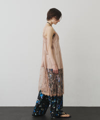 【予約】ボタンディテールサテンレースキャミチュニック