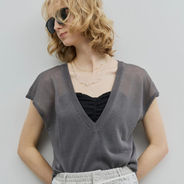 2WAYシアーフレンチスリーブニット – LA BELLE ETUDE online store