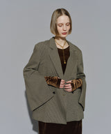 【yae】Asymmetry check jacket / アシンメトリーチェックジャケット