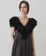 【予約】レースVネックギャザーフリルつけ衿