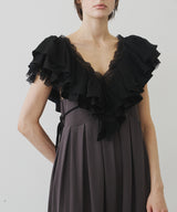 【予約】レースVネックギャザーフリルつけ衿