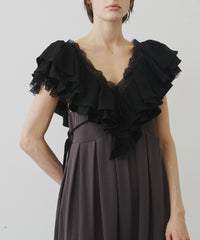 【予約】レースVネックギャザーフリルつけ衿