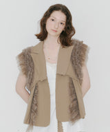 【J1U by LA BELE ETUDE】2WAYボリュームギャザーチュールノースリーブジャケット