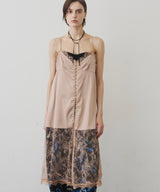 【予約】ボタンディテールサテンレースキャミチュニック