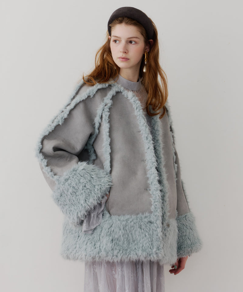 【予約】【J1U by LA BELLE ETUDE】ノーカラームートンライクボンディングコート