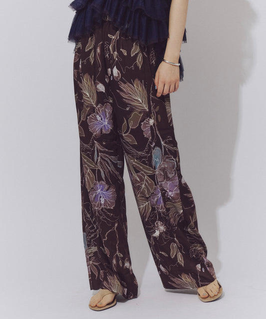 オリジナルvintageフラワープリントストレートパンツ