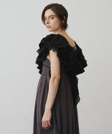 【予約】レースVネックギャザーフリルつけ衿