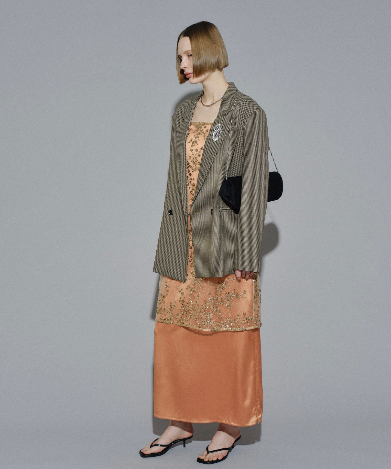 yae 2wayアシンメトリーチェックジャケット yae】Asymmetry check jacket / アシンメトリーチェック