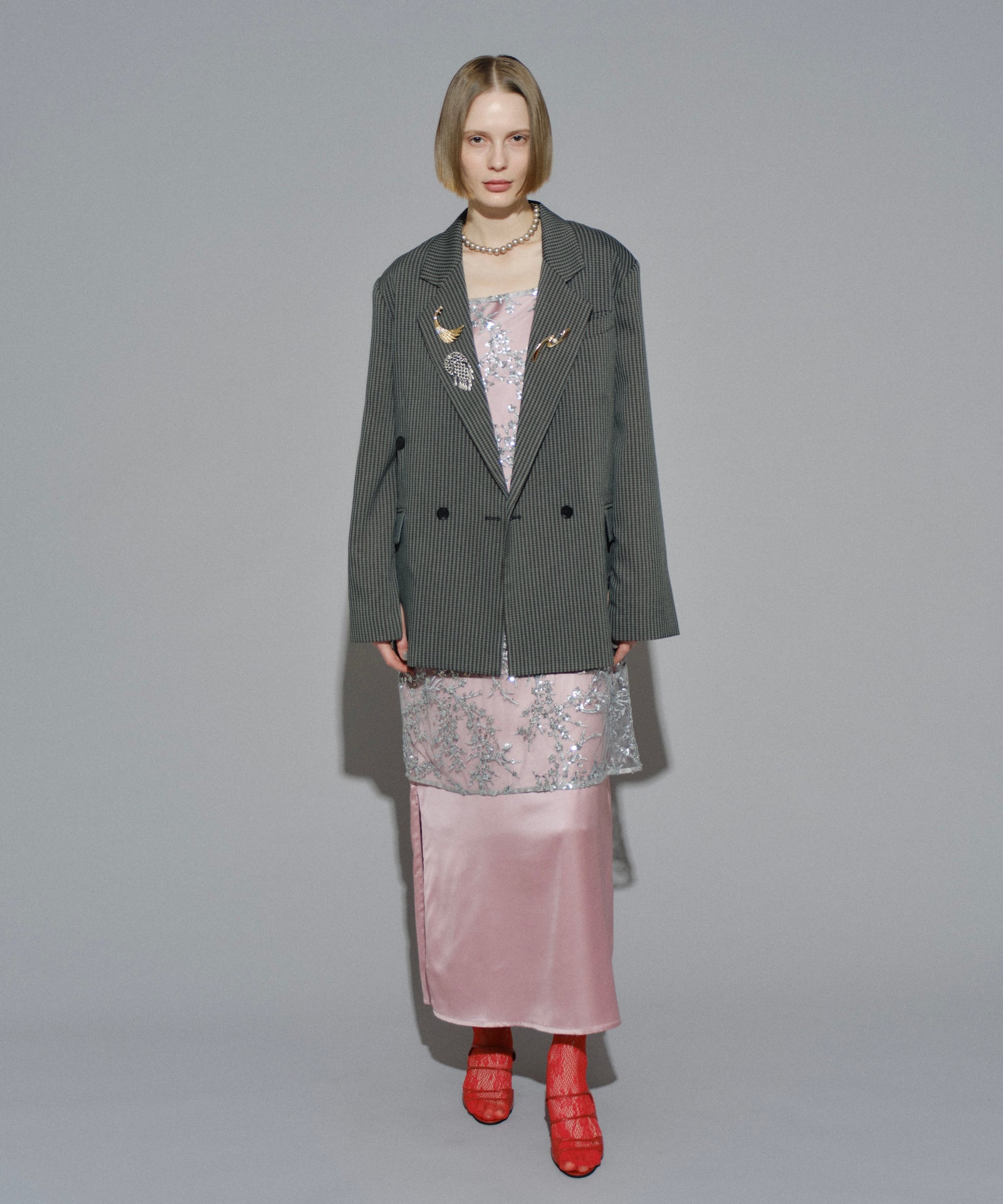 yae】Asymmetry check jacket / アシンメトリーチェック