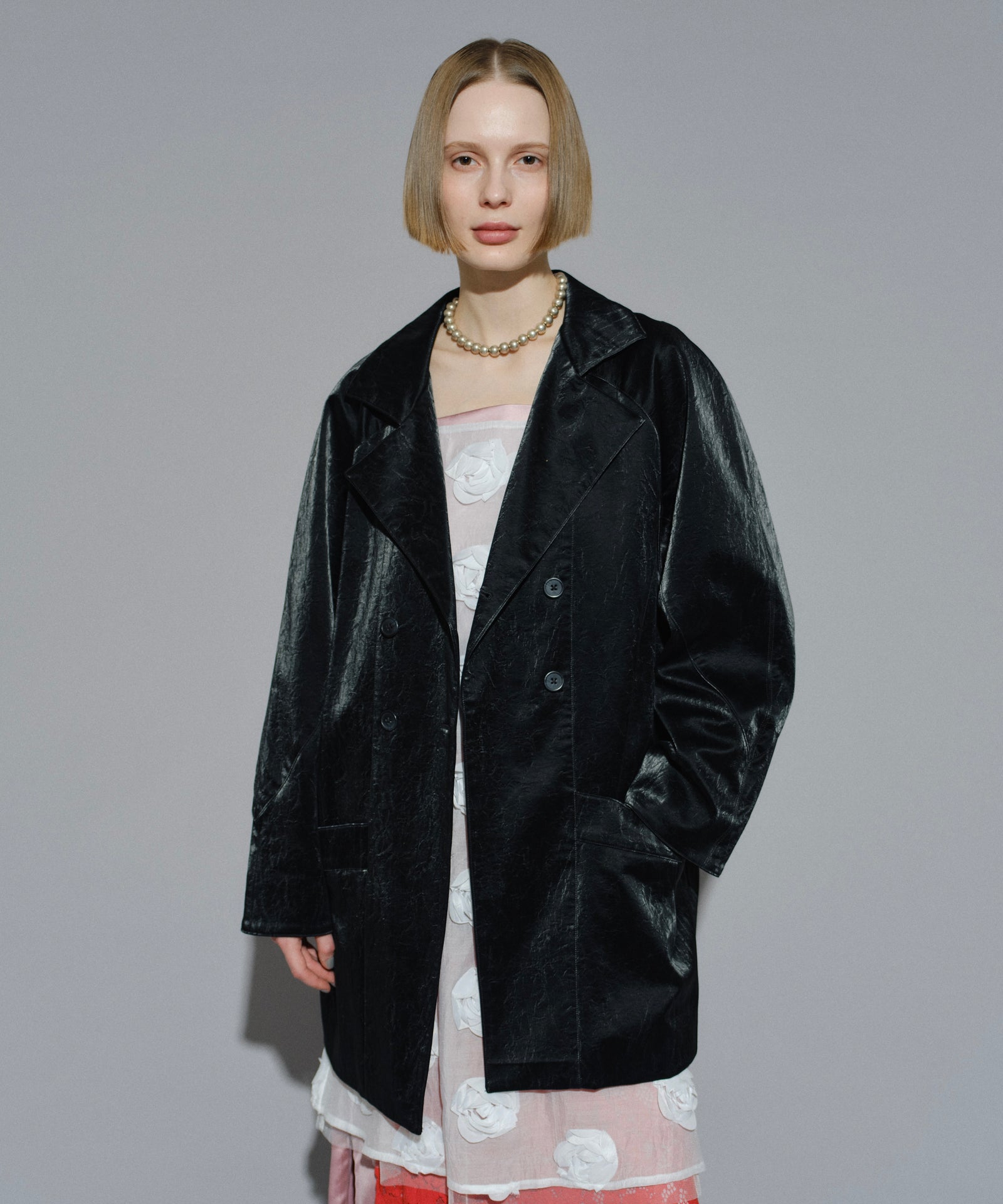 yae】Clash leather like jacket / クラッシュレザーライク