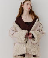 【予約】【J1U by LA BELLE ETUDE】ノーカラームートンライクボンディングコート