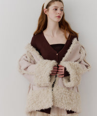 【予約】【J1U by LA BELLE ETUDE】ノーカラームートンライクボンディングコート