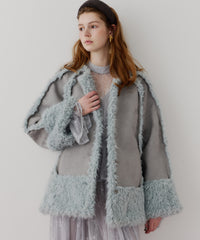 【予約】【J1U by LA BELLE ETUDE】ノーカラームートンライクボンディングコート