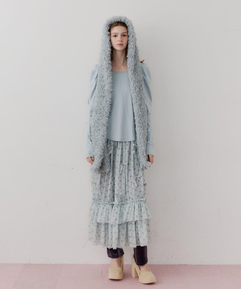 【予約】【J1U by LA BELLE ETUDE】ムートンライクボンディングフードマフラー