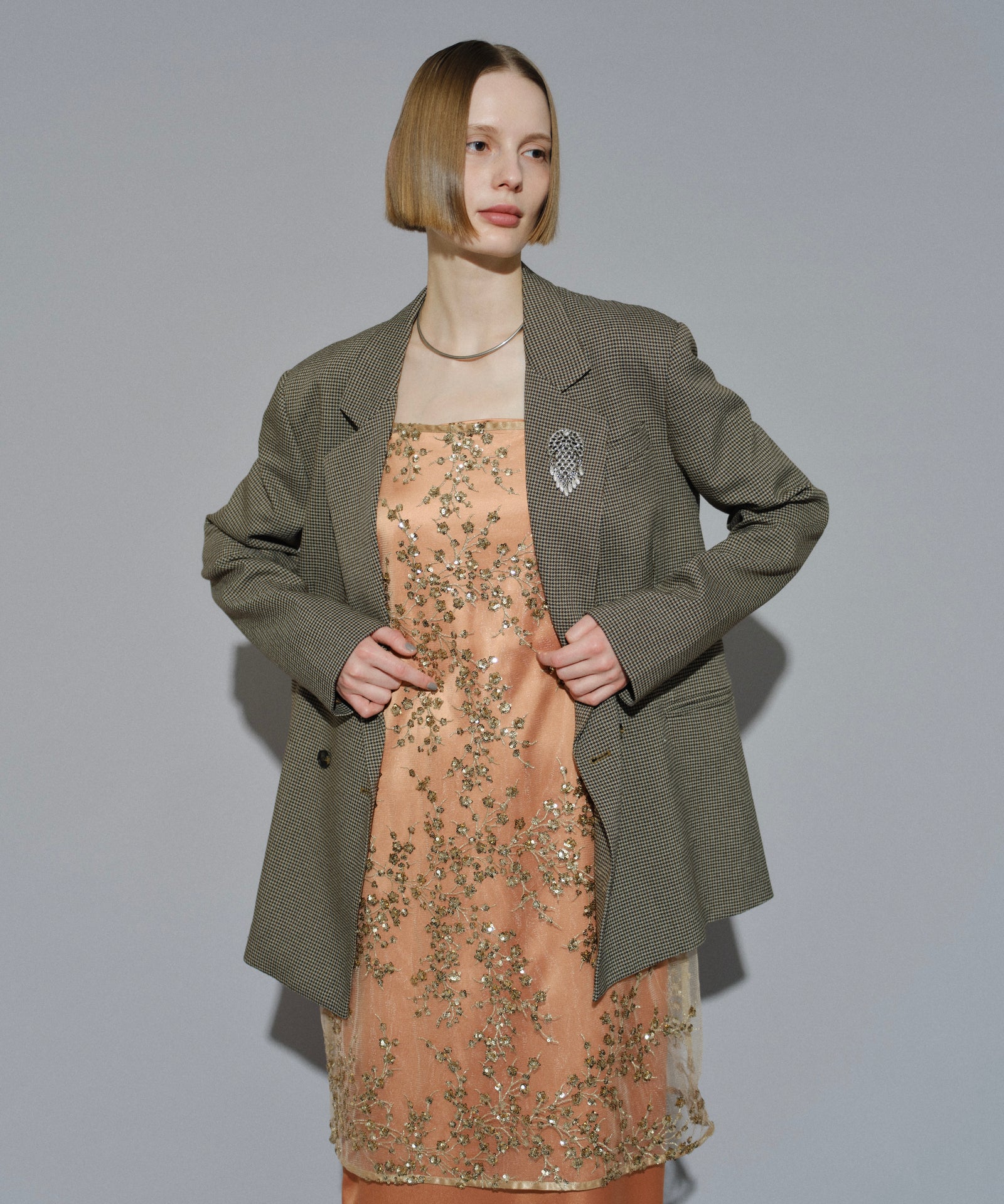 yae】Asymmetry check jacket / アシンメトリーチェック