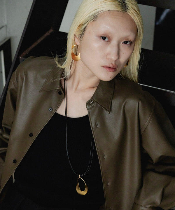【予約】【loni】Letterring Leaf Plate Long Necklace