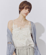 【一部カラー予約】モチーフレース×サテンキャミ