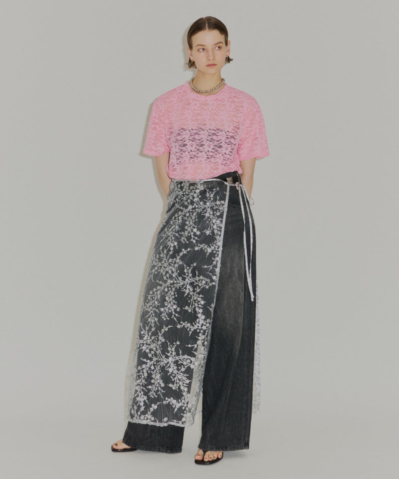 【yae】Flower spangle wrap skirt/フラワースパンコールラップスカート